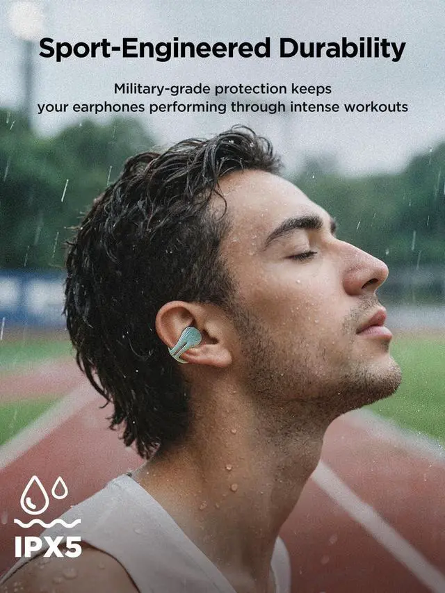 Alt view image 5 of 5 - HAKII Open Ear Wireless Earbuds, Bluetooth 5.4 Ergonomic Clip on Bluetooth Earbuds with Stereo Sound/ENC, Touch Control Open Ear Headphones, IPX5 Waterproof Running Headphones for Sports, Fitne