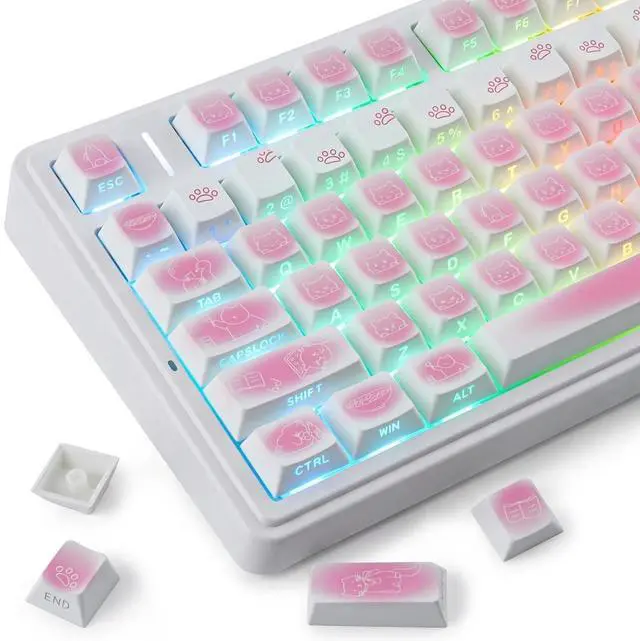 Main image of Sunzit 130 Keys Side Printed PBT Keycaps Set, Shine Through Custom Key caps