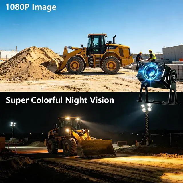 Alt view image 3 of 5 - 10" 4 Split 1080P AHD Wired Reverse Rear View Backup Camera System,Guide line,IP69K,Night Vision, Vibration-Proof 20G for Tractor/Truck/Excavator/Caravan/Skid Steer/Heavy Equipment