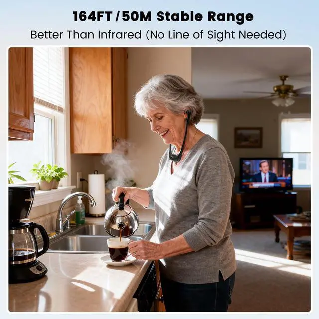 Alt view image 3 of 5 - Conqier Wireless TV Headphones - Hear Clearly Without Blaring Volume, Dialogue Enhancement & 3 Tone Modes & 164FT Range Wireless - TV Headphones for Seniors - Television Headsets Left/Ri