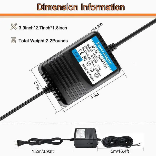 Alt view image 4 of 5 - HUZUM 15VAC Adapter for Acorn Stair LiftCompatible with Acorn 120, 130 Stair Lift B4 2014 PN: OWL1557 Lemac 2739-208 BattAngel BA57, SF57T-1502500AU Charger Transformer Power Supply