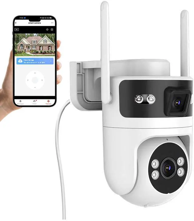 Main image of LVQ 8MP Dual Lens WiFi Security Camera Outdoor, AOV 24/7 Recording Surveillance Cam, PTZ Outdoor Plug-in Camera for Home Security with Auto Tracking, APP Alarm, Night Vision, 5G/2.4G WiFi, IP65