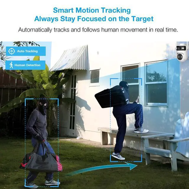 Alt view image 4 of 5 - LVQ 8MP Dual Lens WiFi Security Camera Outdoor, AOV 24/7 Recording Surveillance Cam, PTZ Outdoor Plug-in Camera for Home Security with Auto Tracking, APP Alarm, Night Vision, 5G/2.4G WiFi, IP65