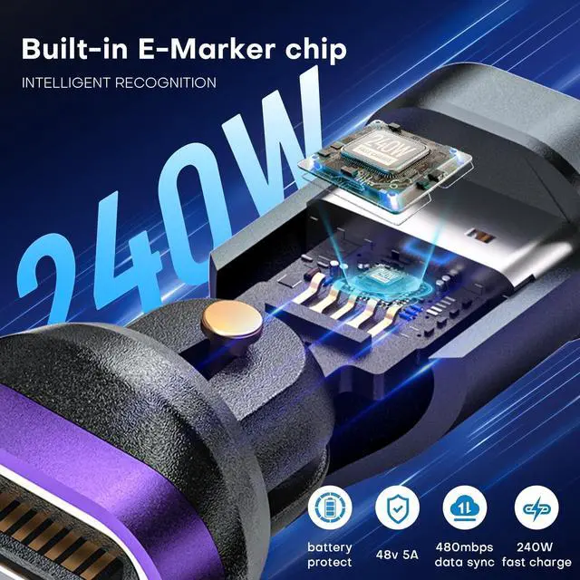 Alt view image 5 of 5 - EndlesShine Magnetic USB C to C Adapter, 16-Pin 540Anti-Arc Rotating Swivel, PD 240W Fast Charging 480Mbps Data Transfer, Secure Connection for Laptops Tablets, 3X Stronger Neodymium Magnet