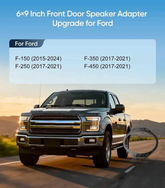 Alt view image 2 of 5 - Seventour 6x9 Speaker Adapter Bracket and Wiring Harness for Ford F-150/F-250/F-350/F-450 20152024, Car Front & Rear Door Speaker Spacer Ring Upgrade Kit (6x9(Pair))