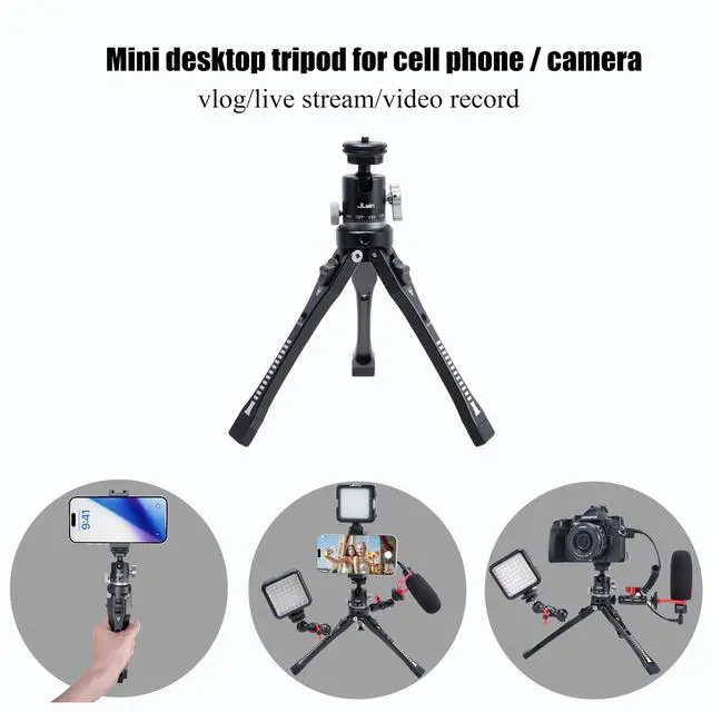 Alt view image 3 of 5 - Fotga Aluminum Desktop Tripod for DSLR Camera Cell Phone Action Camera Video Recording Vlogging Live Stream Selfie Webcam 360 Rotating Ball Head 90 Tilt Ball Head,1/4"-20 Cold Shoe Mounts
