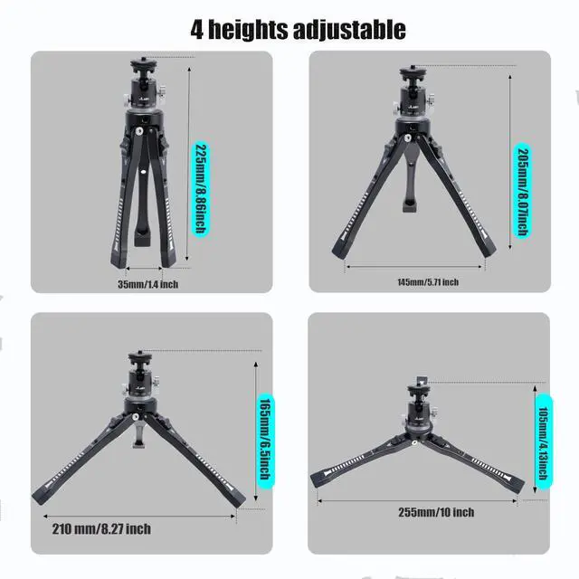 Alt view image 5 of 5 - Fotga Aluminum Desktop Tripod for DSLR Camera Cell Phone Action Camera Video Recording Vlogging Live Stream Selfie Webcam 360 Rotating Ball Head 90 Tilt Ball Head,1/4"-20 Cold Shoe Mounts