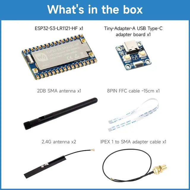 Alt view image 2 of 5 - KLAYERS ESP32-S3 LoRa 1121 Development Board,Come with USB Type-C Adapter Board + FFC Cable