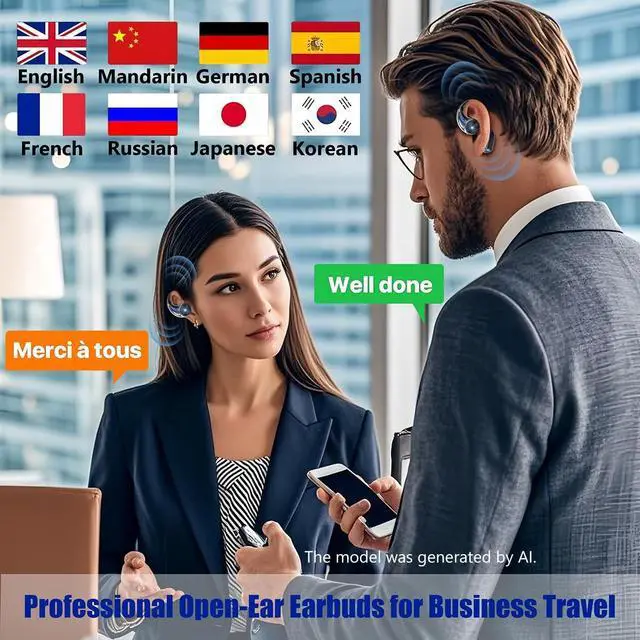 Alt view image 3 of 5 - OYEALEX Open-Ear Earbuds Bluetooth 5.4 with Ear Hooks for Man & Women Black