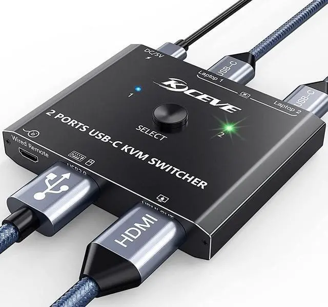 Main image of Type USB C KVM Switch 4K@60Hz, 2-Port Type C to HDMI, for 2 Computer Share 1 Monitor