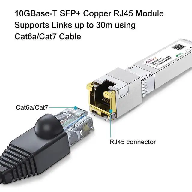 Alt view image 4 of 5 - SFP+ to RJ45 10GBase-T Module, 1.25G/2.5G/5G/10G Copper SFP to Ethernet Networking Transceiver for Cisco SFP-10G-T-S, Ubiquiti UniFi UF-RJ45-10G, Meraki, Supermicro and More, up to 30m,1p