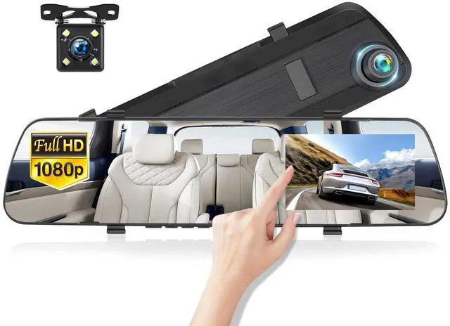 Main image of Mirror Dash Cam 4 Inch Rear View Mirror 1080P Front and Rear View Dual Cameras,Motion Detection,Super Night Vision,Parking Assistance,Loop Recording,24H Parking Monitor, Waterproof Backup Camera