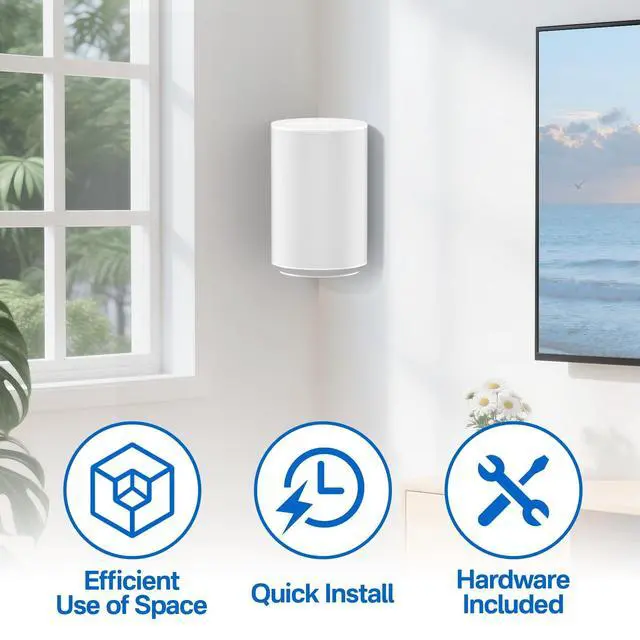 Alt view image 4 of 5 - Yibracki Heavy-Duty Speaker Mount for Sonos Era 100 and Era 100 SL Corner Wall Mount Bracket, Low Profile Wall Mount for Sonos Era 100 and Era 100 SL Speaker Corner Mount Easy to Install, White