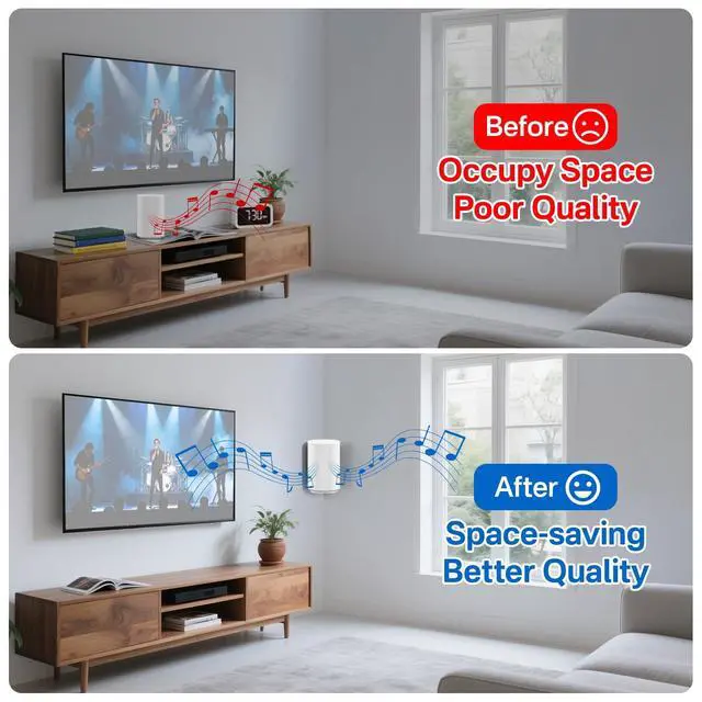 Alt view image 5 of 5 - Yibracki Heavy-Duty Speaker Mount for Sonos Era 100 and Era 100 SL Corner Wall Mount Bracket, Low Profile Wall Mount for Sonos Era 100 and Era 100 SL Speaker Corner Mount Easy to Install, White