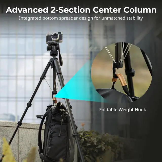 Alt view image 2 of 5 - SmallRig 71" Camera Tripod Stand AP-21, Travel Tripod for iPhone and Camera for Canon for Nikon with Phone Holder & Carry Bag, Portable Beginner Tripod with Quick-Flip Lock Legs, Max Load 11lb