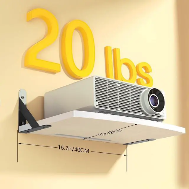 Alt view image 2 of 5 - DAWASAPAT Projector Wall Mount Floating Shelf, 15.7 * 9.8 inch White Mini Shelf Stand/Rack Holder/Router Shelf Modem Cable Box Shelf with Cable Ties