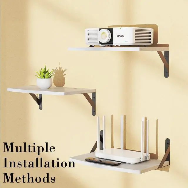 Alt view image 5 of 5 - DAWASAPAT Projector Wall Mount Floating Shelf, 15.7 * 9.8 inch White Mini Shelf Stand/Rack Holder/Router Shelf Modem Cable Box Shelf with Cable Ties