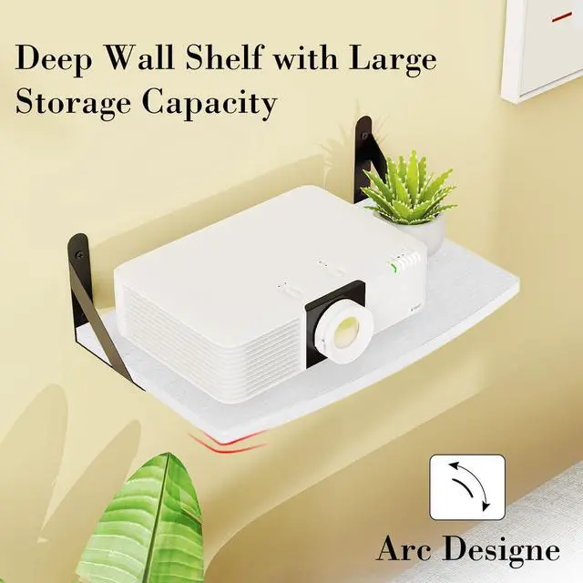 Alt view image 4 of 5 - DAWASAPAT Projector Wall Mount Floating Shelf, 15.7 * 9.8 inch White Mini Shelf Stand/Rack Holder/Router Shelf Modem Cable Box Shelf with Cable Ties