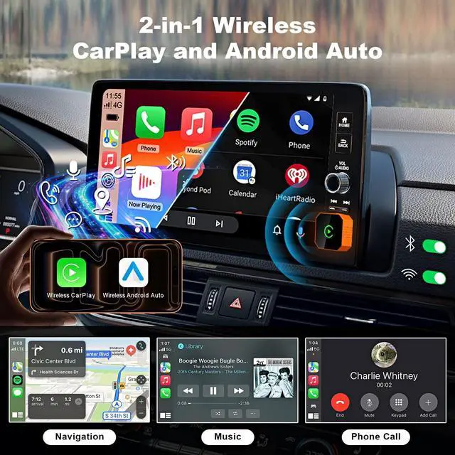 Alt view image 3 of 5 - Wireless CarPlay Adapter 2-in-1