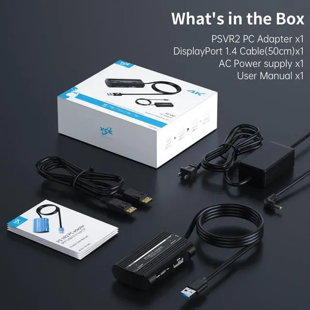 Alt view image 3 of 5 - PSVR2 PC Adapter, PSVR 2 PC Accessories Kit Compatible with PlayStation VR2, AR Glasses, Portable Monitor, Includes DP 1.4 Cable and Power Adapter (Black) (red)
