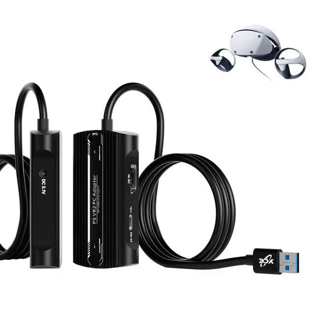 Alt view image 2 of 5 - PSVR2 PC Adapter, PSVR 2 PC Accessories Kit Compatible with PlayStation VR2, AR Glasses, Portable Monitor, Includes DP 1.4 Cable and Power Adapter (Black) (red)