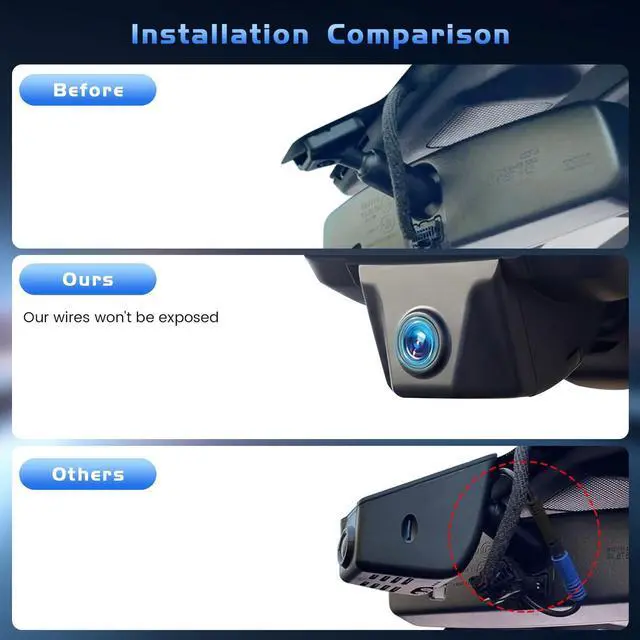 Alt view image 3 of 5 - 4K Dash Cam fit for Toyota Camry& Camry Hybrid L/LE/XLE/TRD, XSE/SE//SE Nightshade Edition 2021-2024, UHD 2160P Video, WiFi & App, 64GB Card, Loop Recording, G-Sensor