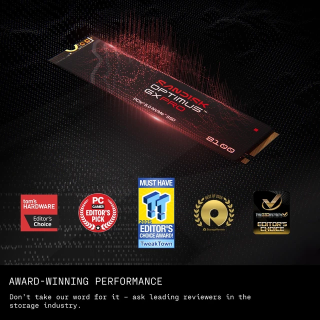 Alt view image 2 of 5 - Sandisk Optimus GX PRO 8100 2TB PCIe 5.0 NVMe SSD, M.2 2280