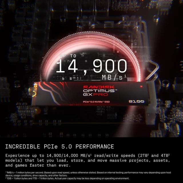 Alt view image 3 of 5 - Sandisk Optimus GX PRO 8100 2TB PCIe 5.0 NVMe SSD, M.2 2280