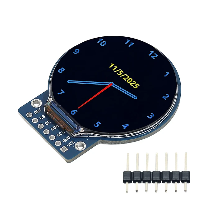 Alt view image 2 of 5 - 10PCS 1.28 Inch TFT LCD Round Display Module RGB 240x240 4-Wire SPI Interface GC9A01 Driver with 7 Pin Headers Compatible with Arduino
