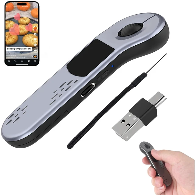 Main image of 2 in 1 Air Mouse Wireless Bluetooth Presentation Clicker with Touchpad,Rechargeable Handheld Remote Mice Page Turner for PPT/TikTok/Camera/Kindle App,for Phone Tablet PC Laptop Computer-Silver