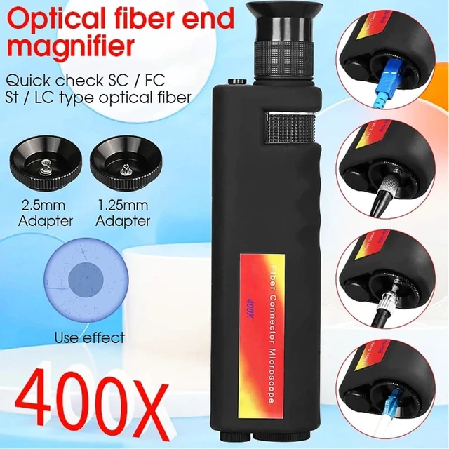 Alt view image 2 of 5 - YICIZOL Optic Fiber Cleaning Inspection Kits Including 400 Times Fiber Connector Microscope for 1.25/2.5mm FC/SC/ST/LC Connector & 1.25mm/2.5mm Cleaner Pens & Cleaning Cassette (MR-200)