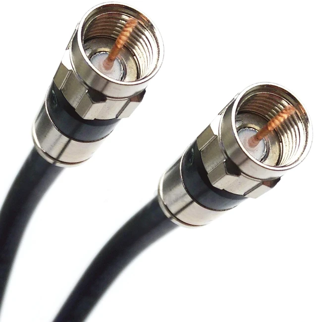 Main image of PHAT SATELLITE 150ft Black 3X Shields Indoor Outdoor RG-6 Coaxial Cable Nickel-Plated Brass Connector 75 Ohm (Satellite TV, Broadband Internet, Ham Radio, OTA HD Antenna Coax) Assembled in USA