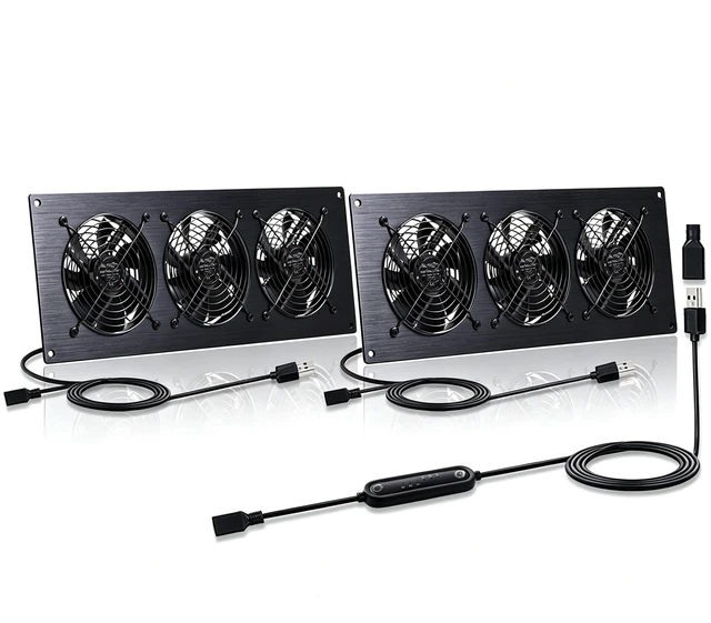 Main image of Xiaoqijia 2 Pack 3X 120mm Silent Cooling Fan ^^ 5V/12V USB/DC 6-Speed Timed