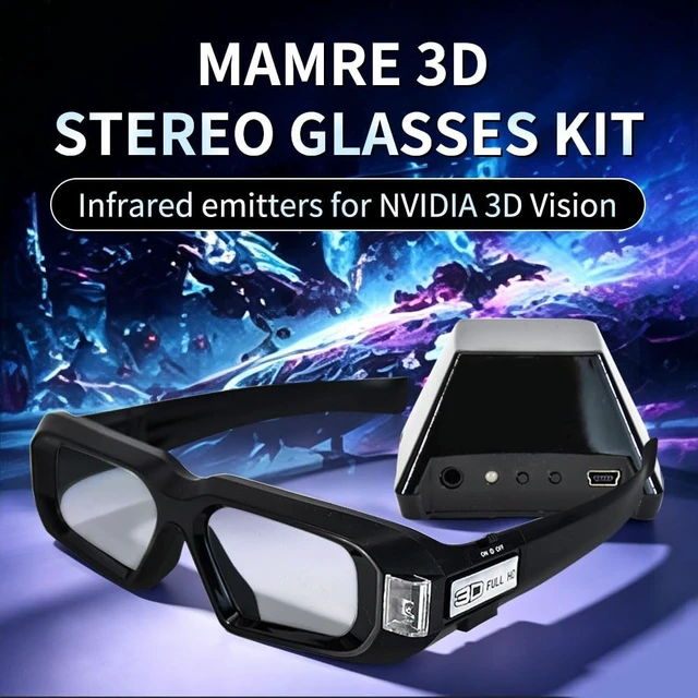 Alt view image 3 of 5 - Zapande 3D Stereo Glasses Kit with Emitter, 120Hz Active Shutter Rechargeable 3D Eyewear for 3D TV Projector Gaming PC, for NVIDIA Graphics Card, 2 Years Warranty