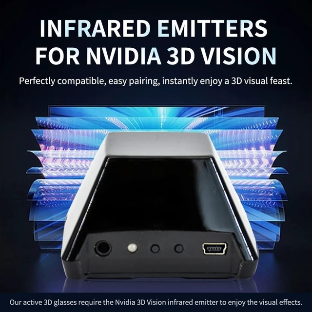 Alt view image 4 of 5 - Zapande 3D Stereo Glasses Kit with Emitter, 120Hz Active Shutter Rechargeable 3D Eyewear for 3D TV Projector Gaming PC, for NVIDIA Graphics Card, 2 Years Warranty