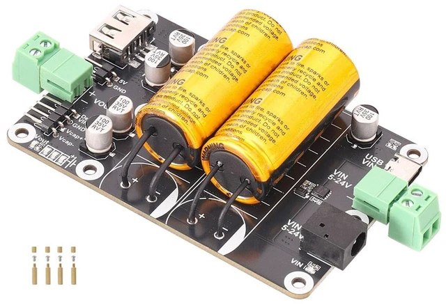 Main image of Super Capacitor Linear Power Supply & 5V3A Module, 5-24V Wide Input (Type-C/DC/Screw), 5V/3A Backup & 5V/5A Peak, Safe Shutdown Buffer for SBC/DIY, Status LEDs