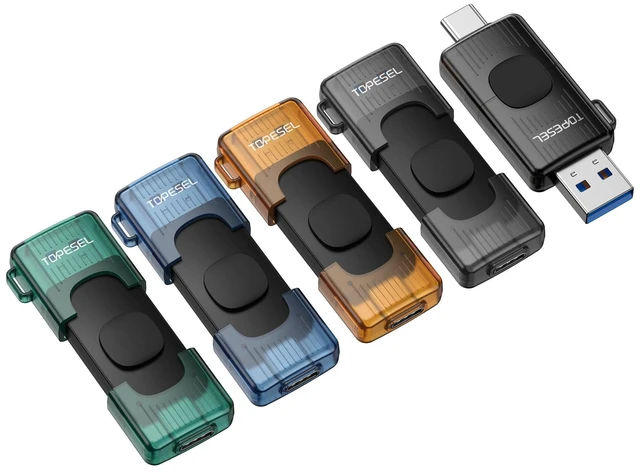 Main image of TOPESEL 5 Pack 32GB USB C Flash Drive USB 3.0 2-in-1 Thumb Drive Type C Memory Stick for iPhone 15/16/17 Smart TV Car Audio Smartphone Tablet