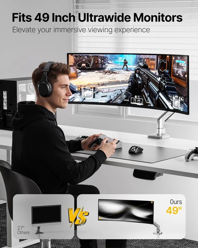 Alt view image 2 of 5 - monTEK Deluxe Monitor Arm for 17-49" Screens Holds 44Lbs