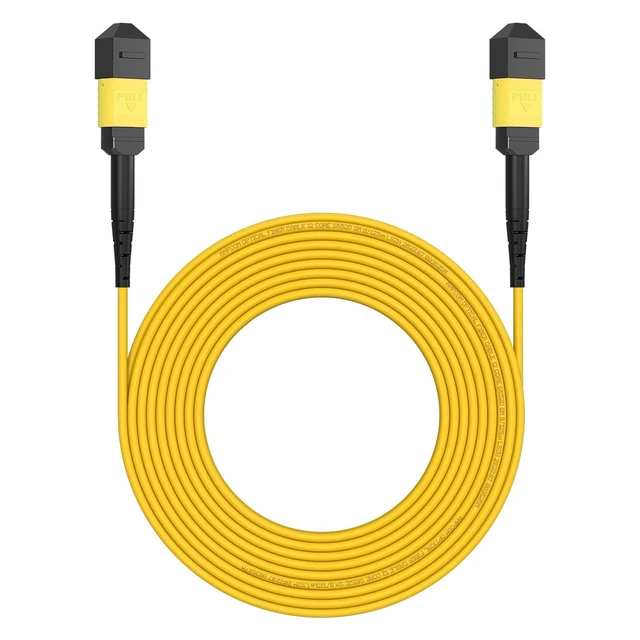 Alt view image 2 of 5 - AMPCOM 5m (16ft) MPO to MPO Singlemode Fiber Optic Trunk Cable, 12 Fiber, Type B, LSZH, UPC, Yellow, Ideal for 1G/10G/40G/100G Indoor Connections
