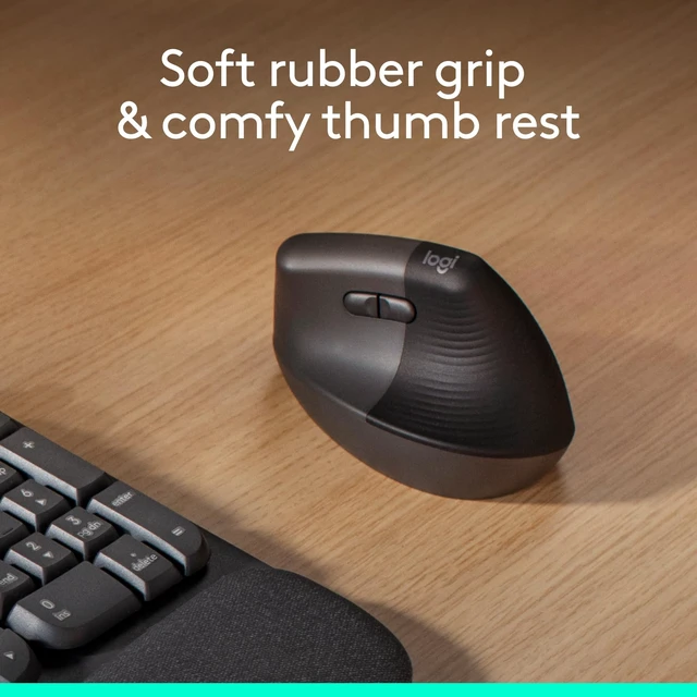 Alt view image 2 of 5 - Logitech Lift Vertical Ergonomic Wireless Mouse - Graphite