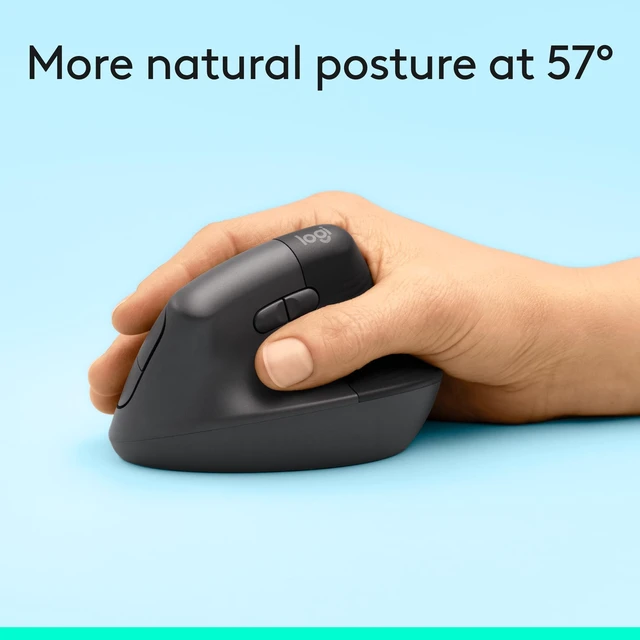 Alt view image 3 of 5 - Logitech Lift Vertical Ergonomic Wireless Mouse - Graphite