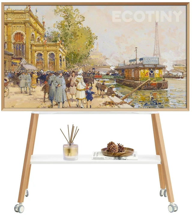 Main image of ECOTINY Rolling Easel TV Stand for 49-75" TVs, 88 lbs, White