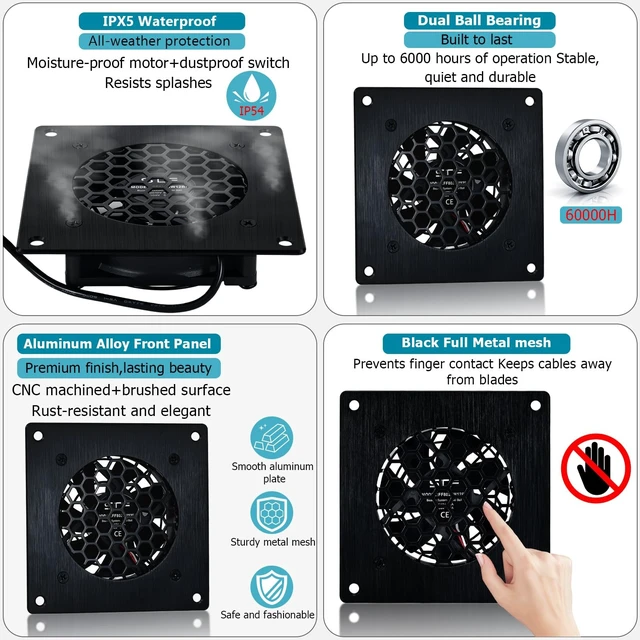 Alt view image 5 of 5 - SCCCF 80mm Thermostat-Controlled Cabinet Cooling Fan 5V/12V Dual Voltage, 10-Speed Adjustable, Ultra-Quiet for Server Racks,AV Cabinets,RVs& Greenhouses