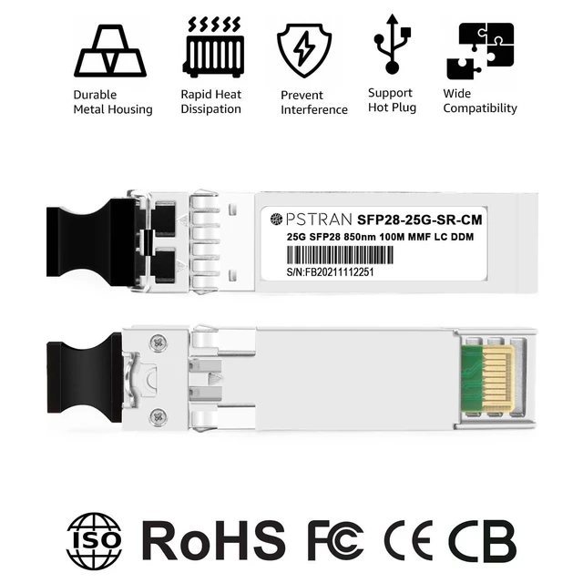 Alt view image 5 of 5 - OPSTRAN 25GBASE-SR SFP28 Optical Transceiver Module Compatible with Arista SFP-25G-SR 25G SFP28 850nm 100m DOM Duplex LC MMF 4 Pack