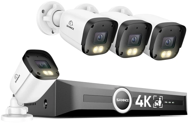 Main image of SANNCE 4K PoE Security Camera System - NVR with 4PCS Bullet Cameras(NO HDD)