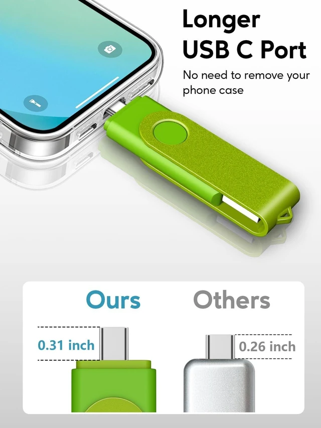 Alt view image 5 of 5 - 4GB USB C Thumb Drive, AreTop Dual USB 2.0 Flash Drive 4GB USB Drive