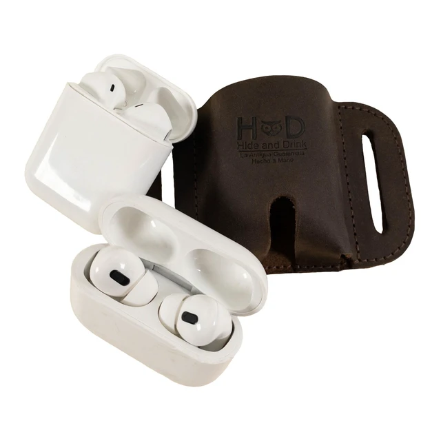 Alt view image 3 of 5 - LeatherTex, Tactical Case for AirPods 1st/2nd Gen. and Pro Handmade from Full Grain Leather - Bourbon Brown