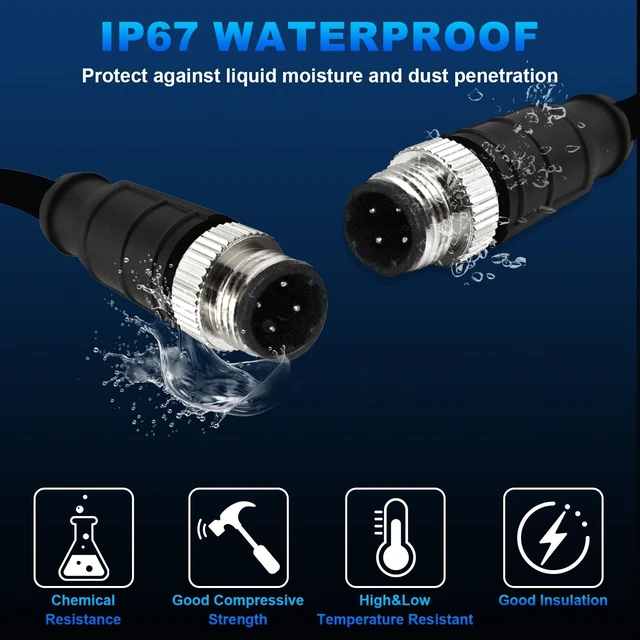 Alt view image 3 of 5 - GEOAOBLE 6.6Ft M12 4 Pin D Code Male to 4 Pin D Code Male Industrial Ethernet Cable High Flexible Shielded Ethernet CAT5e Cable for Industrial Camera Sensor Automation Black 2M