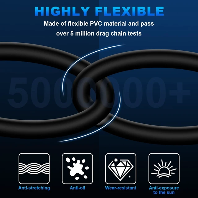 Alt view image 2 of 5 - GEOAOBLE 6.6Ft M12 4 Pin D Code Male to 4 Pin D Code Male Industrial Ethernet Cable High Flexible Shielded Ethernet CAT5e Cable for Industrial Camera Sensor Automation Black 2M