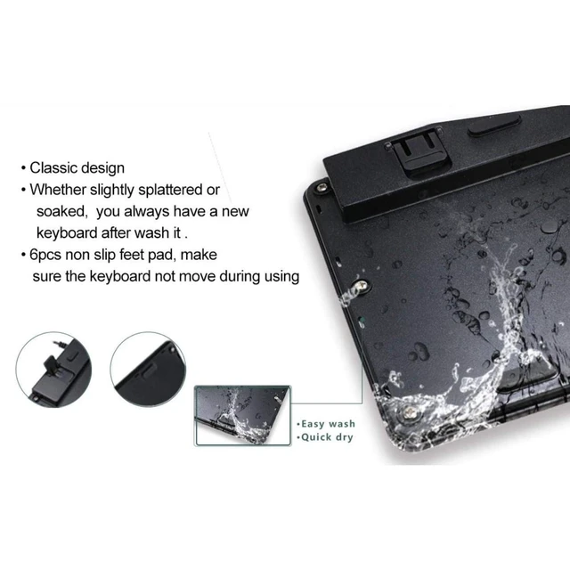 Alt view image 5 of 5 - BoxWave Keyboard Compatible with Acer Chromebook Spin 311 (CP311-2H) - AquaProof USB Keyboard, Washable Waterproof Water Resistant - Jet Black